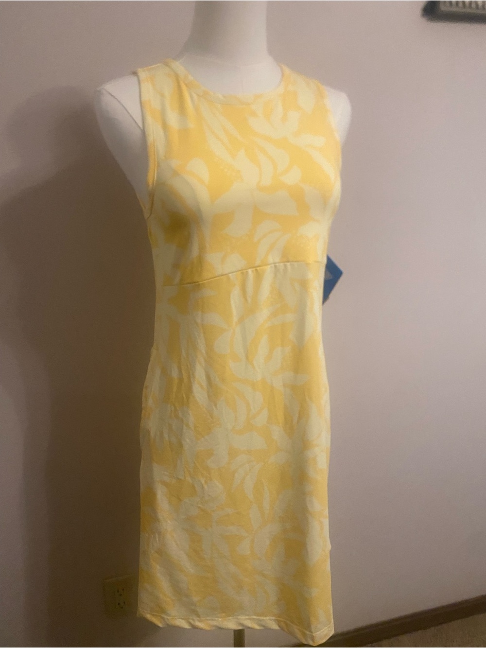Columbia Yellow and Cream Floral Sleeveless Dress